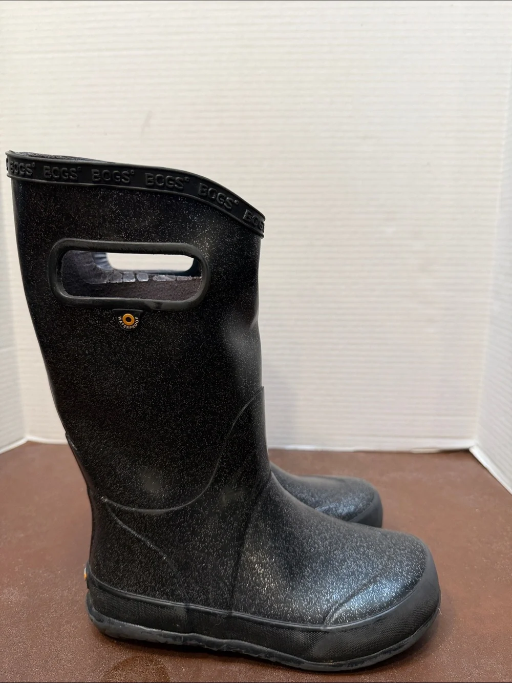 Bogs Rainboot Glitter‎ Boots Black Youth Size 1 Sparkle waterproof sparkle